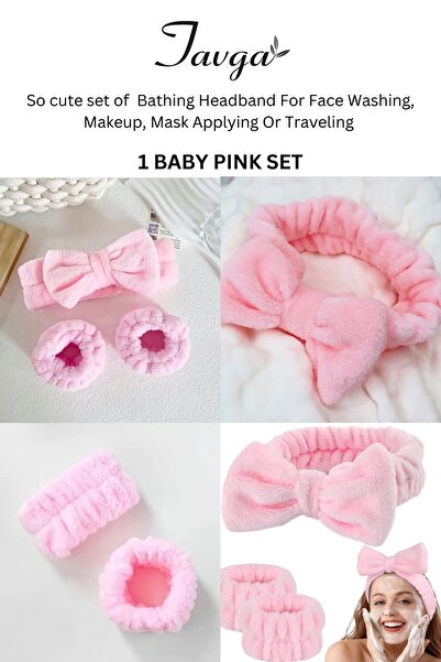 TAVGA 3'lü Cotton Travel Saç ve Bilek Bandı Seti  (Maske-Makyaj- El ve Yüz Yı...