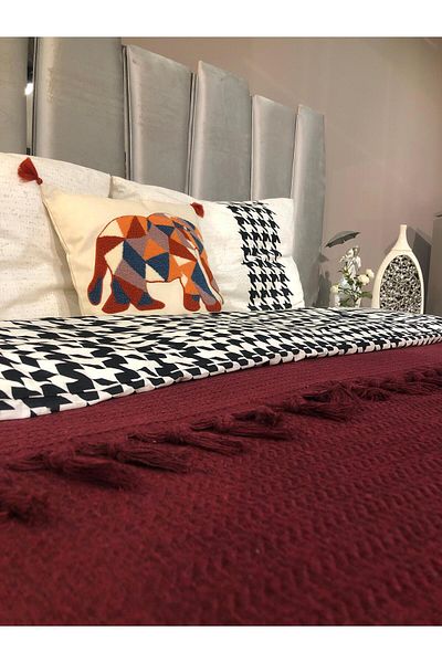 LUWİNO HOME Burgundy Verona Bedspread - Pique 200*230 cm