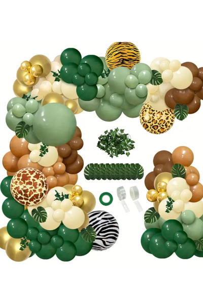 Çemrek Süs Parti Orman ve Doğa Temalı Doğum Günü Konsepti Gold Krom ve Yeşil ...