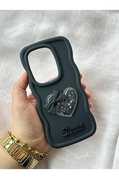 Vip Case حافظة إنفينيكس زيرو 30 4 جرام (تناسب 4 جرام فقط) حافظة سويتي فضية متموجة ذات شريط قلب ملون ومفصل
