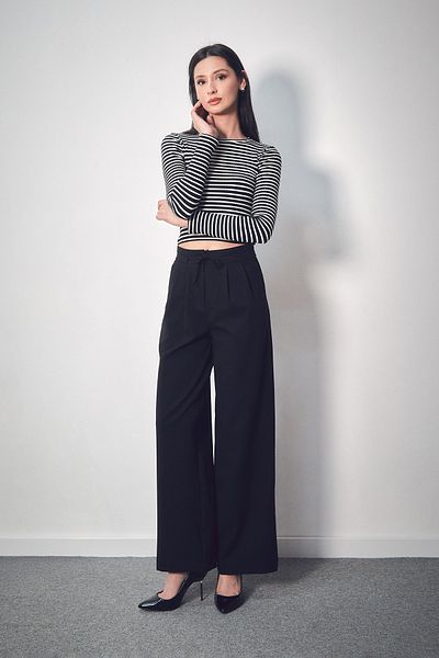 Fulla Moda Elastic Waist Pocket Fabric Trousers
