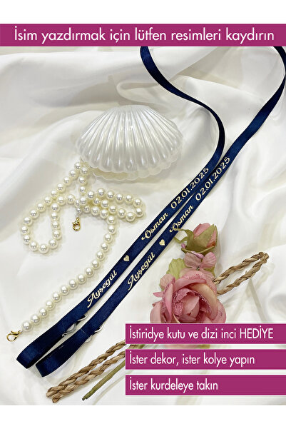 MasKEY İsim Baskılı Ve Inci Hediyeli Söz Nişan Yüzük Kurdelesi