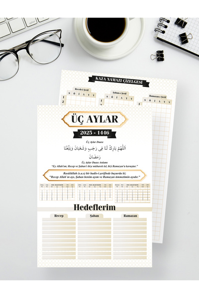 TasarıMarketi Üç aylara özel Receb Şaban Ramazan-ı Şerif Planlayıcı Takvim Çizelge Çetele