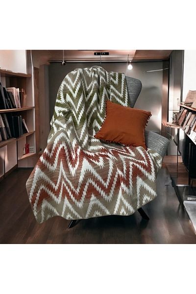 ESTTEKS 100% Cotton Single Blanket 150X200Cm Geometric Pattern