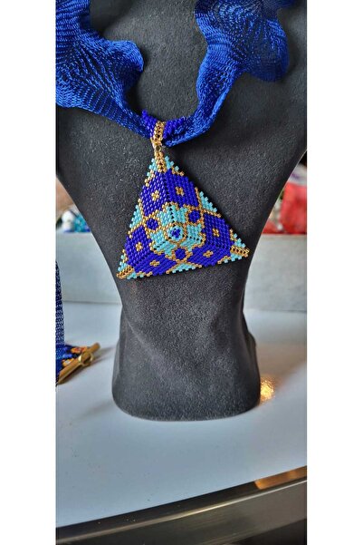 TREND Saks mavisi miyoki uçlu muska kolye