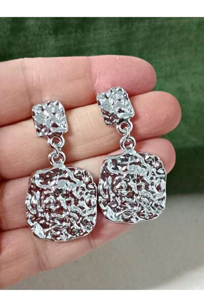 mos&more Gümüş Sallantılı Kare Form Kadın Küpe