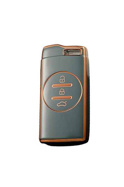 LUXE AKSESUAR Γκρι θήκη σιλικόνης με 3 κουμπιά για Chery Tiggo 7 Plus Nano