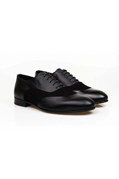 Butik Black Color Lace-Up Genuine Leather Men's Shoes