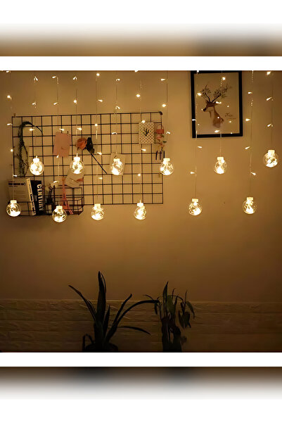 rkm store Top Led Dekoratif Saçaklı Perde Işık – 8 Fonksiyonlu Fişli Günışığı Ampul Led Aydınlatma