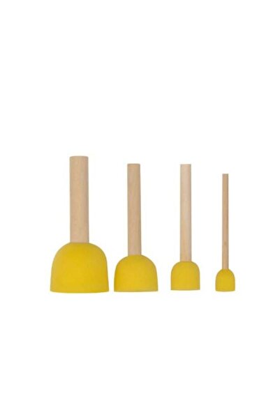 Rich Stencil Pon Pon Ahşap Saplı Sünger Fırça 4'lü Seti