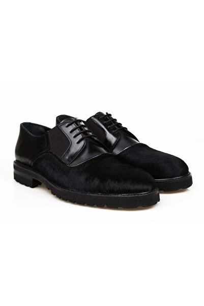 Butik Black Color Lace-Up Genuine Leather Men's Shoes