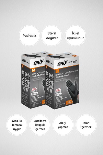ONLY قفاز فحص النتريل من Evo Beyond M-L (100 قطعة × 4)