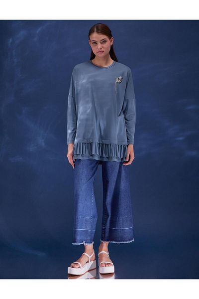 Kayra Hem Pleated Blouse