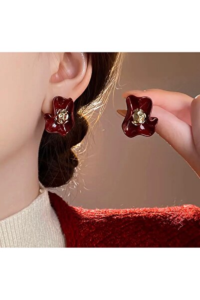 Store Burgundy Flower Design Women's Earrings