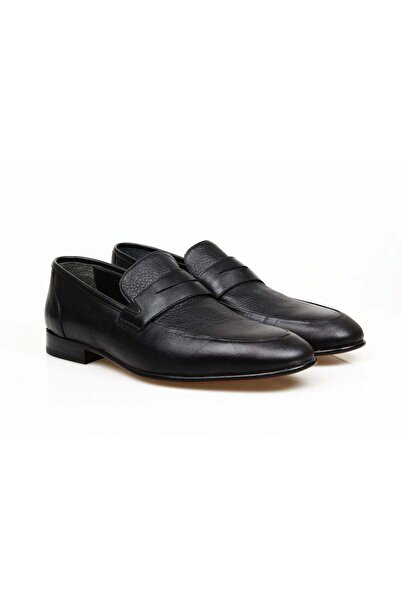 Butik Black Color Laceless Genuine Leather Men's Shoes