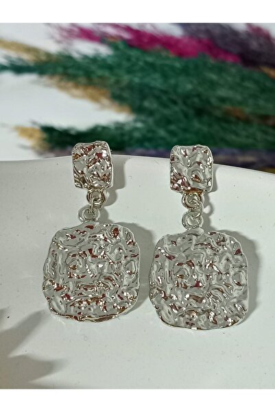 mos&more Gümüş Sallantılı Kare Form Kadın Küpe