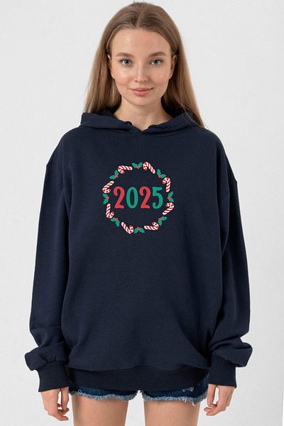 Tshirthane Christmas Holiday Wreath Navy Blue Women's 3Ip Hoodie