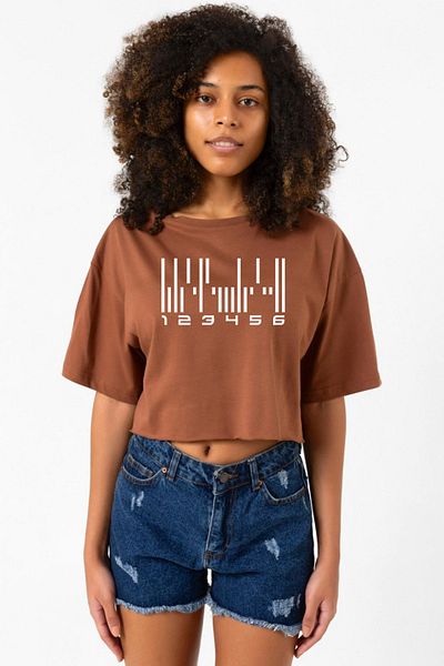 Tshirthane Dark Matter the Android Barcode Brown Women's Crop Tshirt