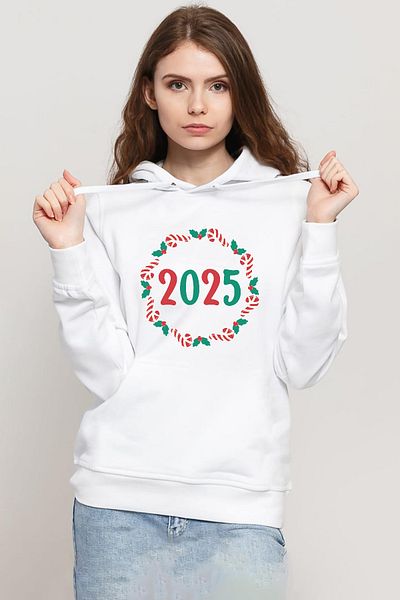 Tshirthane Christmas Holiday Wreath White Women's 3Ip Hooded Sweatshirt