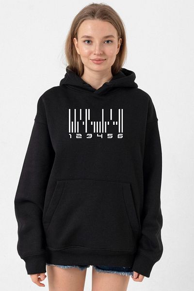 Tshirthane Android Barcode Black Women's Hoodie 3Ip - Dark Matter