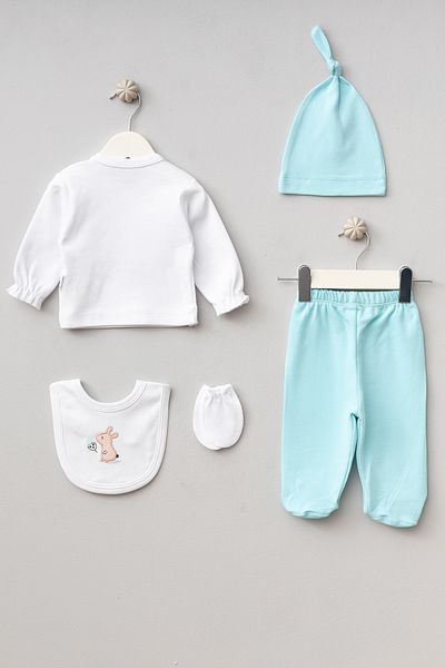 Bebitof Cute Squirrel Patterned 5 Piece Newborn Hospital Discharge Bodysuit Set
