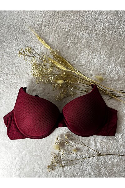 MİSTİRİK Claret Red Blera Model Double Push Up Υποστηριζόμενο μαλακό καθημερινό σουτιέν