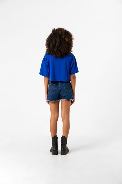 Tshirthane Christmas Holiday Wreath Blue Women's Crop T-Shirt