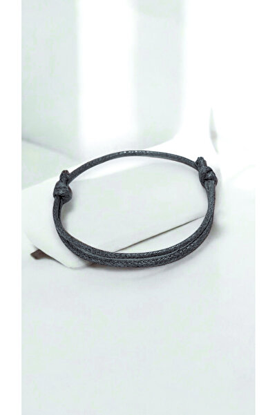 LA TINY AKSESUAR سوار حبل قابل للتعديل للجنسين، سوار رمادي