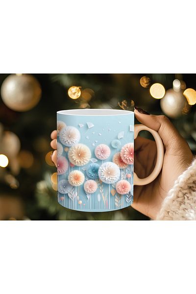 Evion Floral Pattern 3D Print Porcelain Mug Mug - Gift Mug - Printed Mug