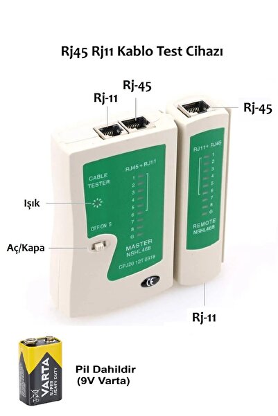 ANKTEK Rj45 Rj11  Network Test Cat internet Telefon Kablosu Test Aleti  (9V Pil Dâhil)