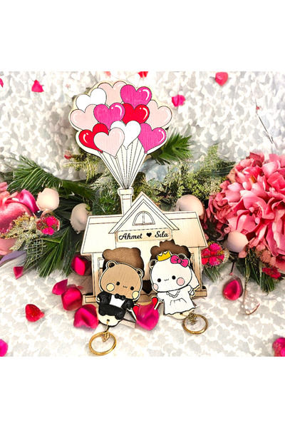 PSAcraft Dudu Bubu Sevgililer Günü Hediyesi Anahtarlık - Çeyizlik - Yeni Evlenecek Çiftler Için