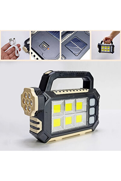 nelerbulurum USB ŞARJLI VE GÜNEŞ ENERJİSİYLE ŞARJ OLAN 3 MODLU 6 COB LEDLİ EL...