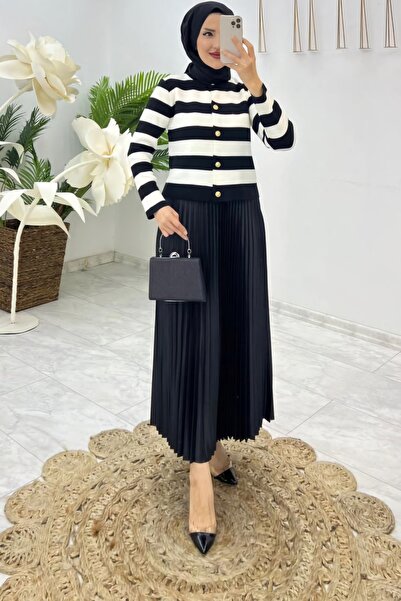 Venessa Kadın Triko Hırkalı Piliseli Etekli Takım