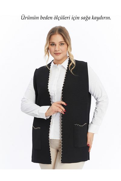 Elvin Knitwear Steel Knit Seasonal Women's Black Non-Pilling Mother Black Vest