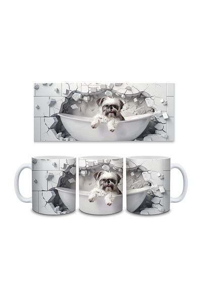 Evion Dog in a Tub 3D Porcelain Mug - Gift Mug - Printed Mug