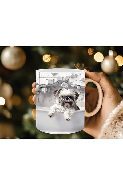 Evion Dog in a Tub 3D Porcelain Mug - Gift Mug - Printed Mug