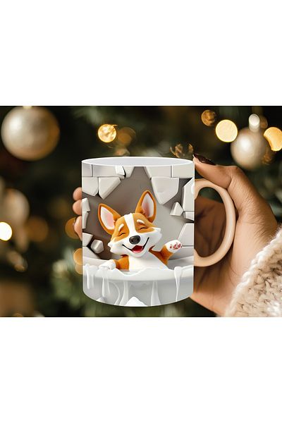 Evion Dog in a Tub 3D Porcelain Mug - Gift Mug - Printed Mug