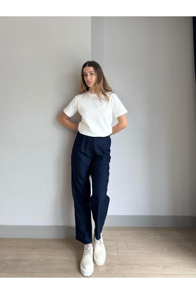 FEMİAS NAVY BLUE HIGH WAIST PANTS