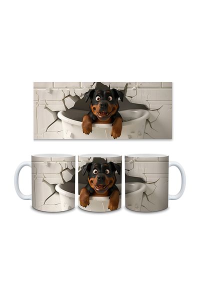 Evion Dog in a Tub 3D Porcelain Mug - Gift Mug - Printed Mug