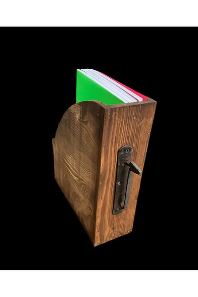 depo haki 30.5X10X26.5 Cm. Metal Handle Wooden Binder
