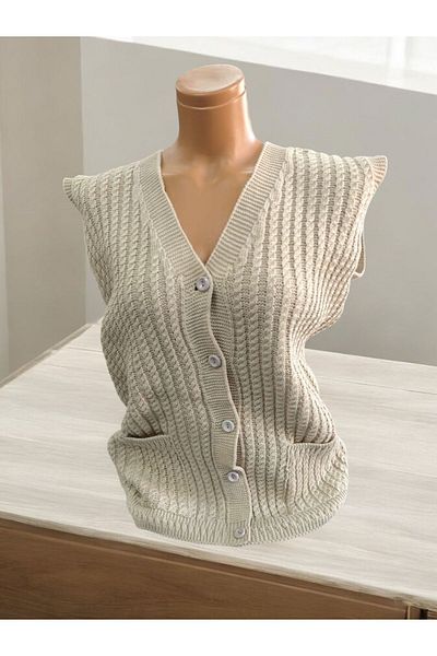 TUTUYA TEXTIL Hair Knitted Dowry Daily Pocket Knitwear Mother's Vest