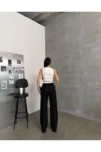 Bak'ap Pantaloni cu plaszo din poliviscon cu talie dublă