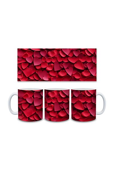 Evion Heart Pastel 3D Design Porcelain Mug - Gift Mug - Printed Mug