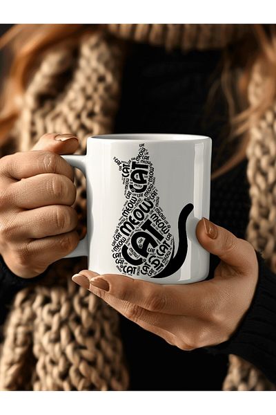 Evion Porcelain Mug in Falling Cat Scratching Cat Model - Gift Mug - Printed Mug