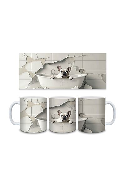 Evion Dog in a Tub 3D Porcelain Mug - Gift Mug - Printed Mug