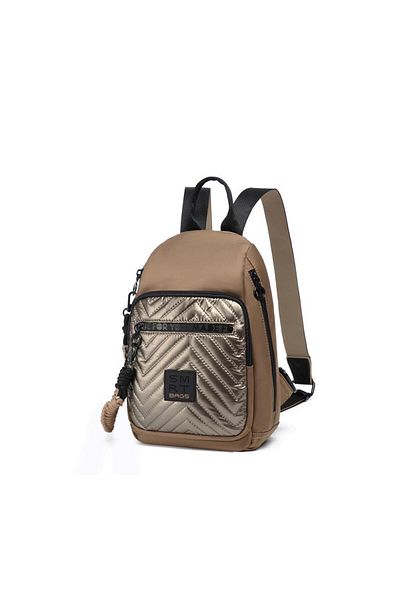 SMART BAGS Γυαλιστερό υφασμάτινο γυναικείο σακίδιο πλάτης μικρού μεγέθους με λουράκι 3247