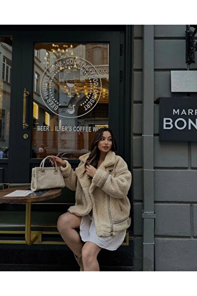 D'RECCY Γυναικείο μπουφάν με επένδυση από γούνα, oversize