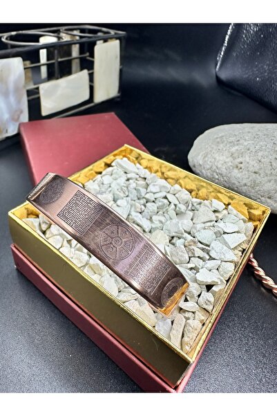 KAVELE Ham Saf Bakır 50-60gr  Bileklik -Ful Koruma Zırh Dualı Süleyman Mührü Bilezik -Hediye Kutusunda