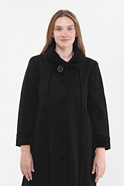 Laden Πλεκτά Ατσάλινο Πλεκτό Γυναικείο Μεγάλο Μέγεθος Μαλλί Μακρύ Χοντρό Ζακέτα Γούνινο Χειμερινό Πανωφόρι