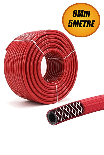 NUBLADO Çelik Kompresör Hava Hortumu 8 Mm Termo Hortum Kırmızı-5 Metre.